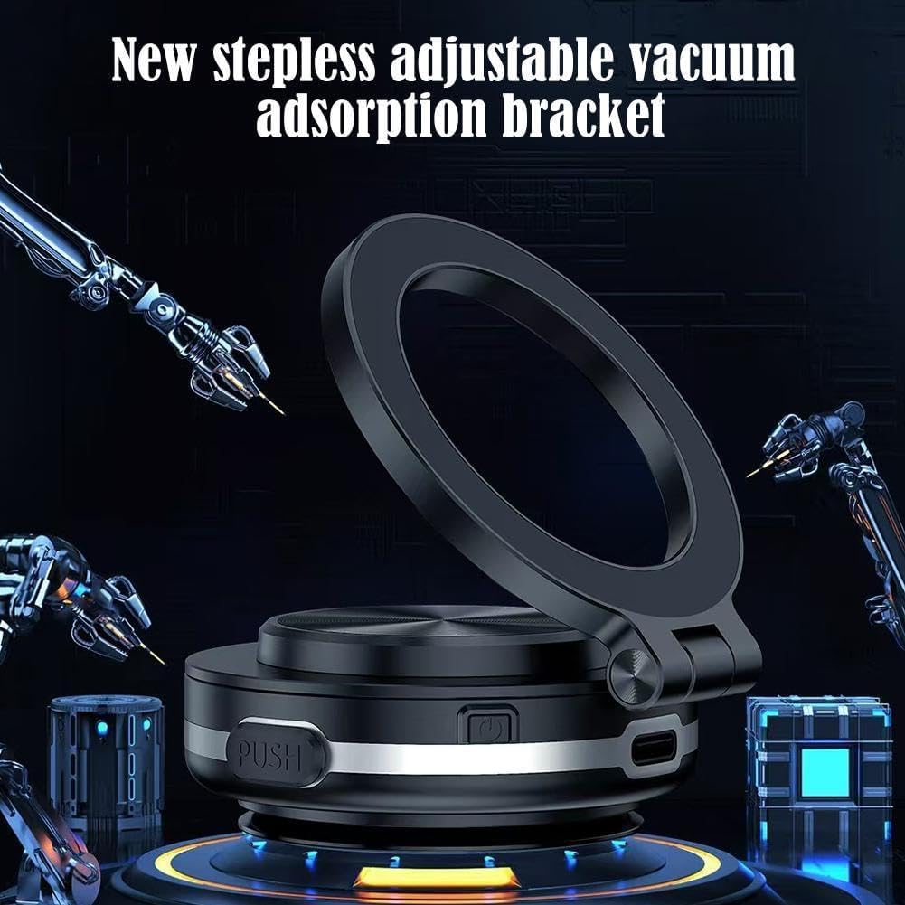Vacuum Magnetic Suction Cup Phone Car Mount Folding Swivel Stand Rotation Electric Vacuum for MagSafe Stand Universal โ image 3