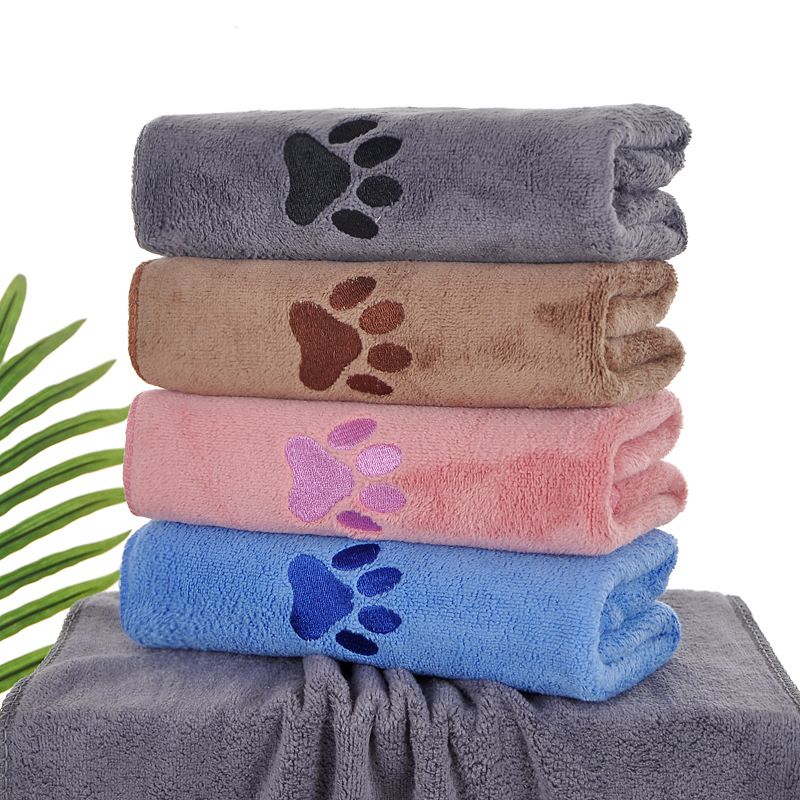 Grey 50*100cm Pet Drying absorbent Towel for Dogs and Cats - Quick Dry Super Absorbent Microfiber Bath Towel with Paw Print Design - Large Size Grooming Towel โ image 2