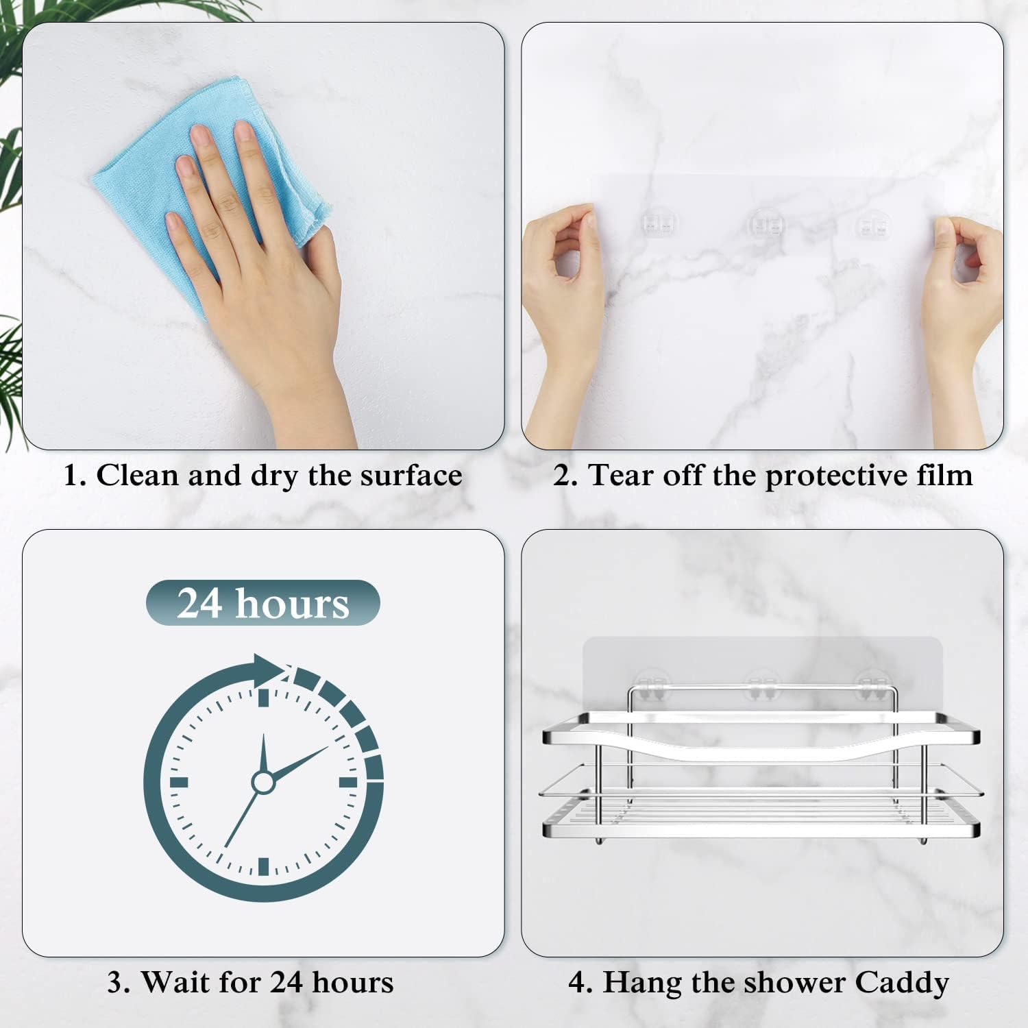 2 Pack Transparent Shower Caddy Adhesive for Replacement, No Drilling, Soap Holder, Bathroom Storage Shelves and Kitchen Racks — image 4