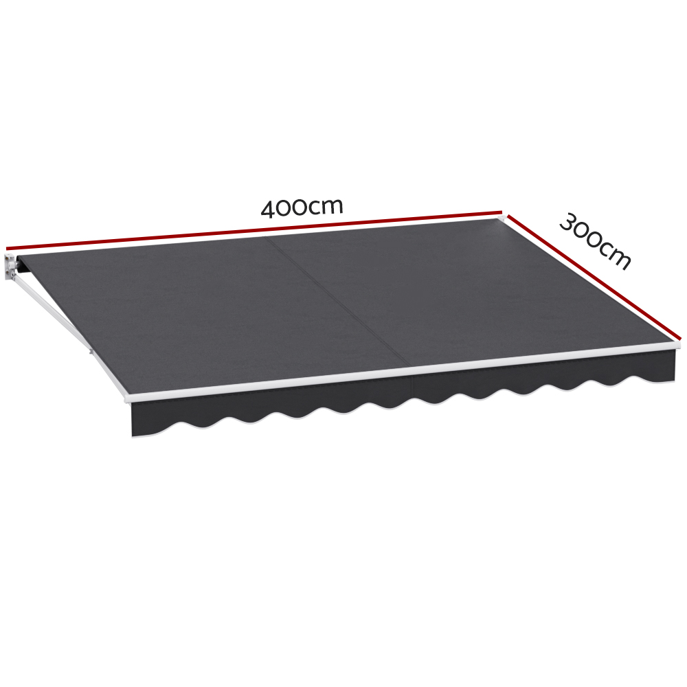 Instahut Retractable Folding Arm Awning Motorised Sunshade 4Mx3M Grey — image 2
