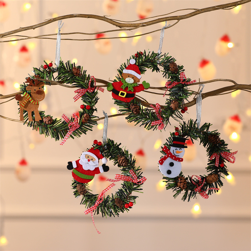 Snowman Mini Christmas Wreath Ornaments (11cm) - Festive Santa, Snowman & Reindeer Decor for Doors & Windows β image 2