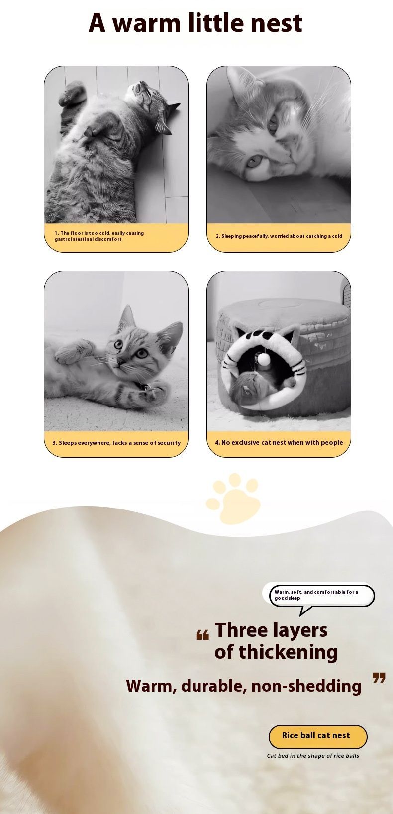 Pet Bed Cat Bed Dog Bed All-Season Bed Ultra-Soft Plush Large Pet Bed Round Pet - White - Size 40-15-15 — image 6