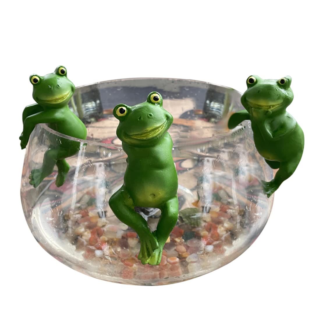 Garden Sculptures, Cute Frog Figurines Hanging Animal Statue Garden Ornaments Decor for Flower Pot Fence Yard 3 Pcs — image 4