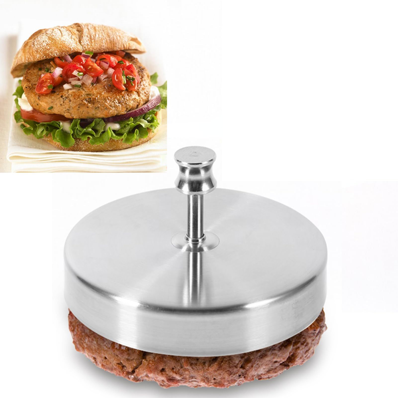 Stainless Steel Burger Press Hamburger Maker Non Stick Patty Mold Ideal for BBQ & Perfect Patties. Easy to Operate and Clean