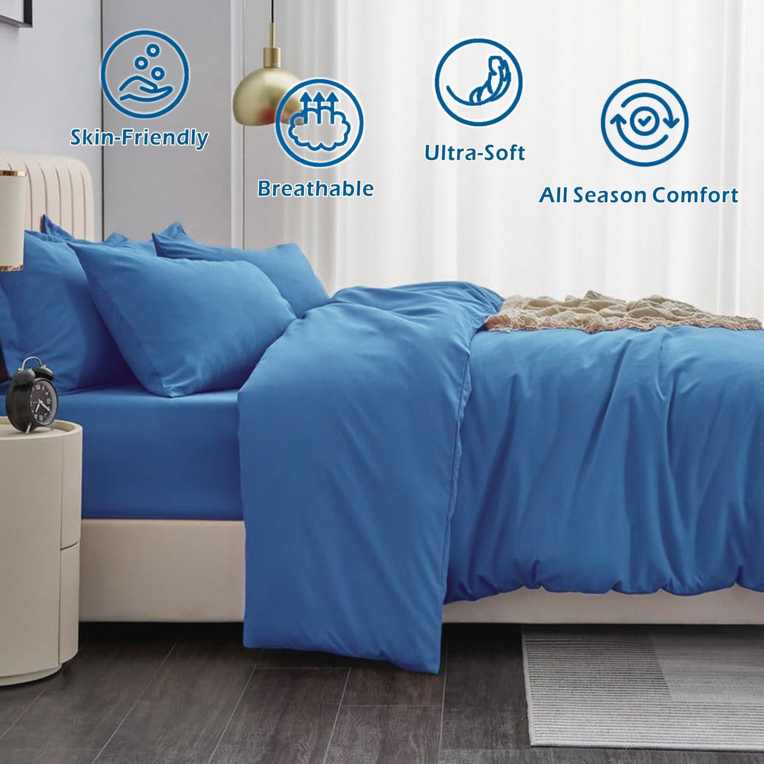 3 Piece Hotel Soft Microfiber Quilt Cover Set-2000TC Duvet/Donna Cover Set & Pillowcases -1 Quilt Cover Zipper Closure & 1 x Pillowcases-Breathable Bedding — image 2