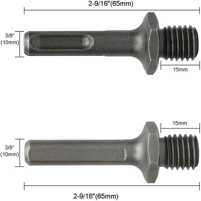 M14 external thread to SDS Plus internal thread and internal triangle adapter for drill grinder, from DEBUNS โ image 2