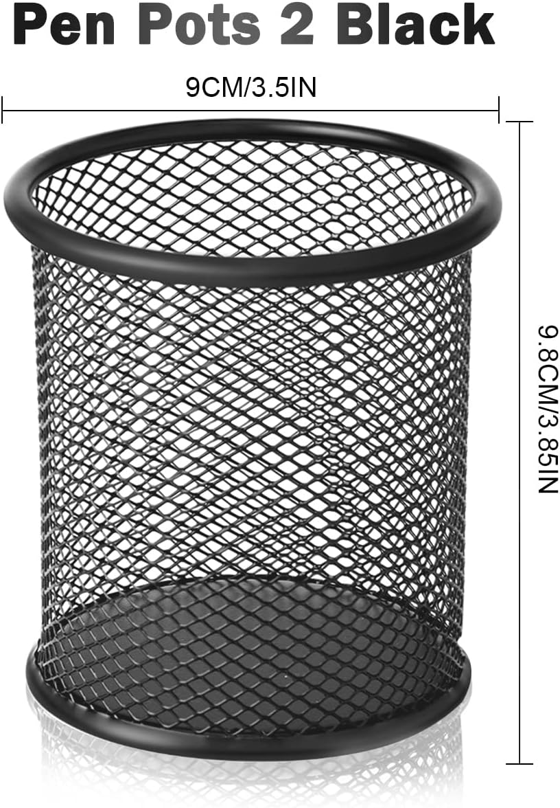 2-pack metal mesh pen holder for desk metal office mesh desktop storage pen holder office supplies - Office accessories and storage products - black — image 5