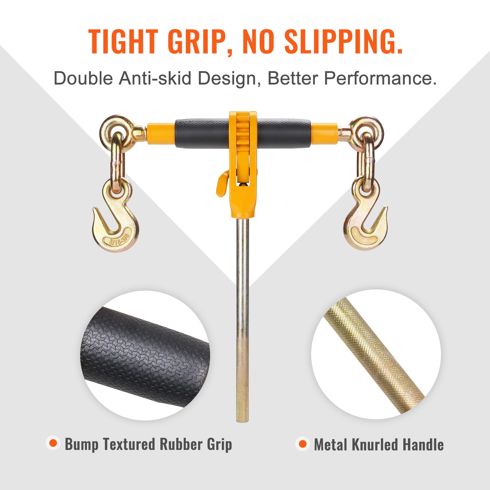 Ratchet Chain Binder, 0.9-1.27 cm Heavy Duty Load Binders, with G80 Hooks 5443 kg Secure Load Limit, Labor-saving Anti-skid Handle, Tie Down Hauling Chain — image 4