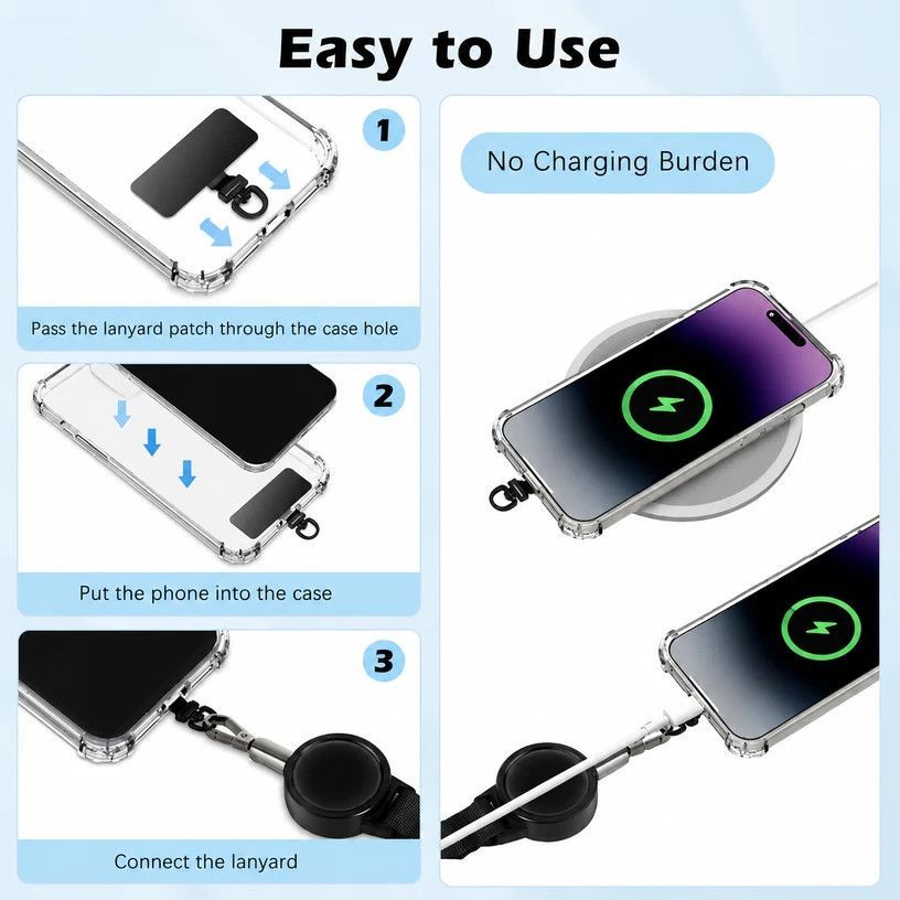 D Ring Mobile Phone Lanyard With Stainless Steel Sheet, Stretch Retractable Key Strap, Practical Webbing Accessory For Bags & Keys ā image 3