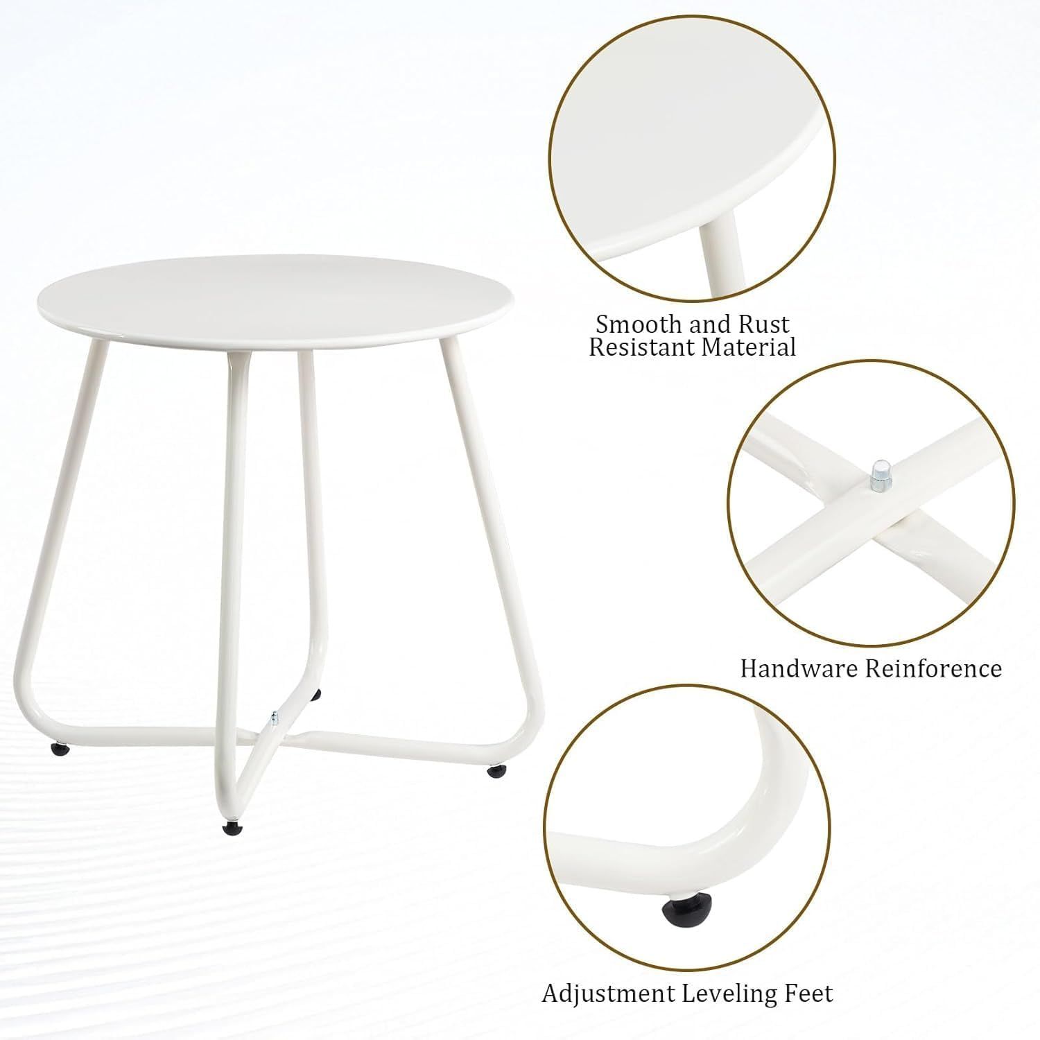 Metal Outdoor Side Table – Round Patio Table, Rust-Resistant Small End Coffee Table for Balcony, Garden, Porch, Living Room & Bedroom – Portable Accent Table — image 5