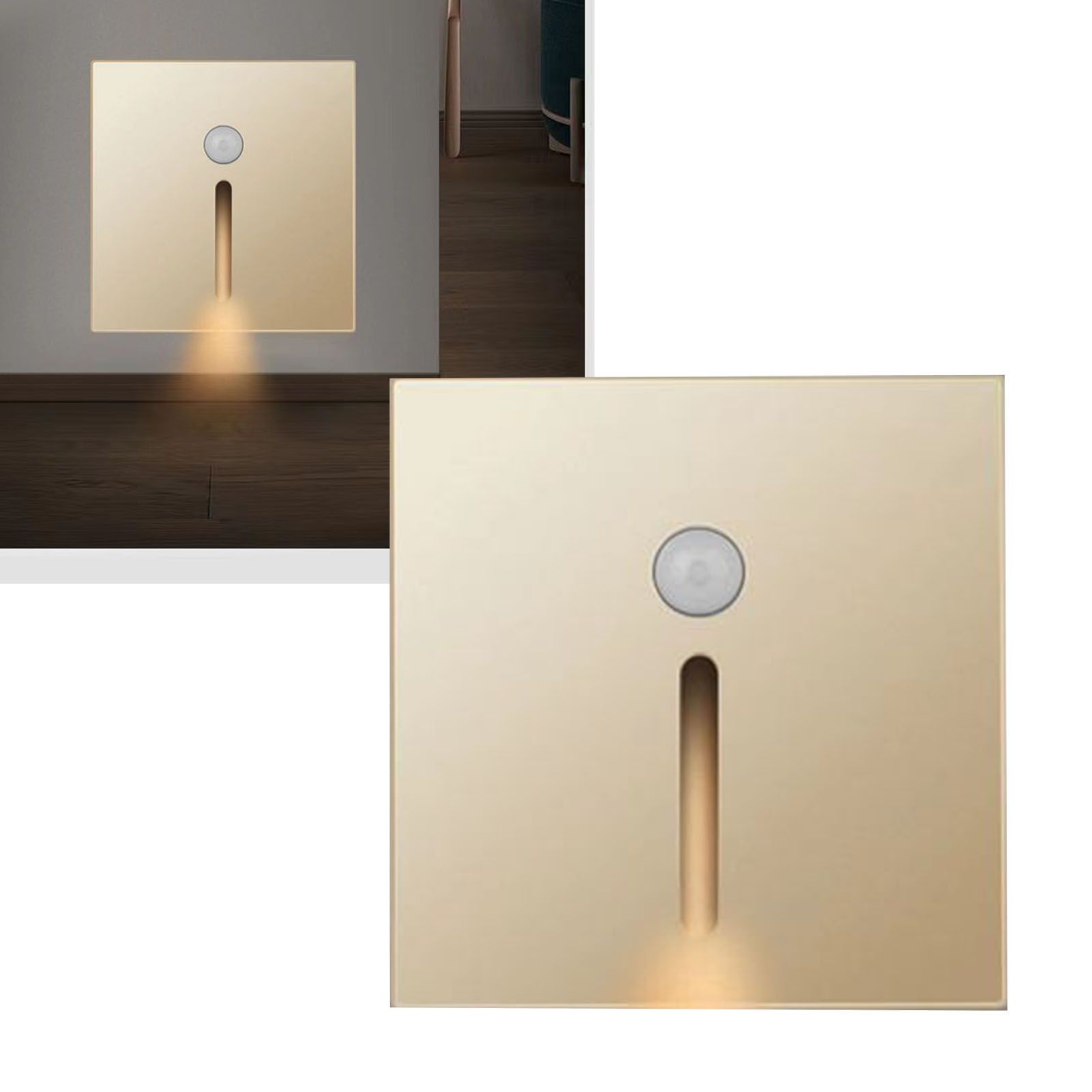LED Motion Sensor Night Light ABS Small LED Induction Lamp for Bedside Corridor Hallway Gold โ image 5