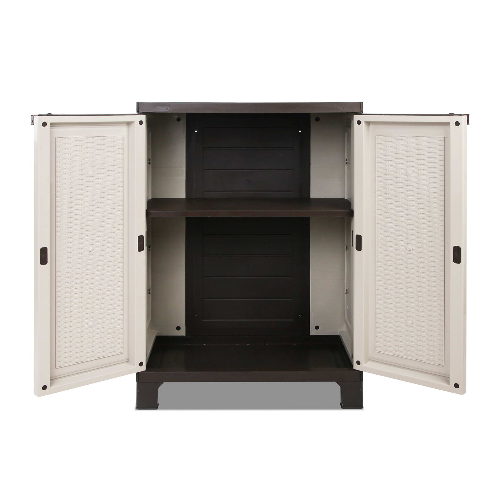 Gardeon Outdoor Storage Cabinet Box 92cm Lockable Cupboard Sheds Adjustable Rattan Beige — image 5