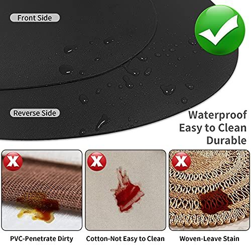 Leather Placemats Set of 4 Wipeable Washable Place Mats for Square Round Table Easy to Clean Table Mats, Black 4 Pack — image 3