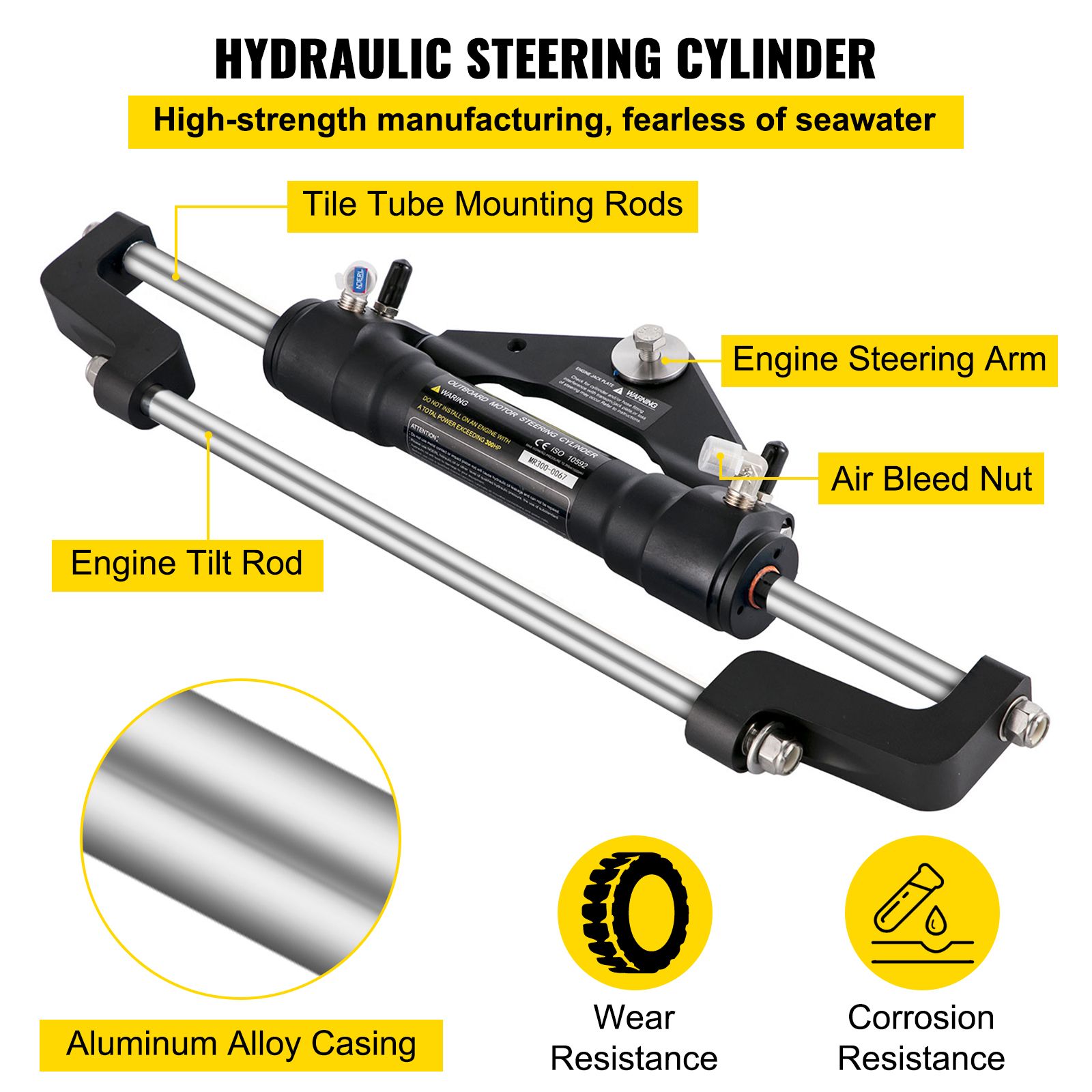 Hydraulic Boat Steering Kit, 300HP Hydraulic Steering Kit Helm Pump, Hydraulic Outboard Steeing Kit with 4267 mm Hydraulic Steering Hose for Boat โ image 4