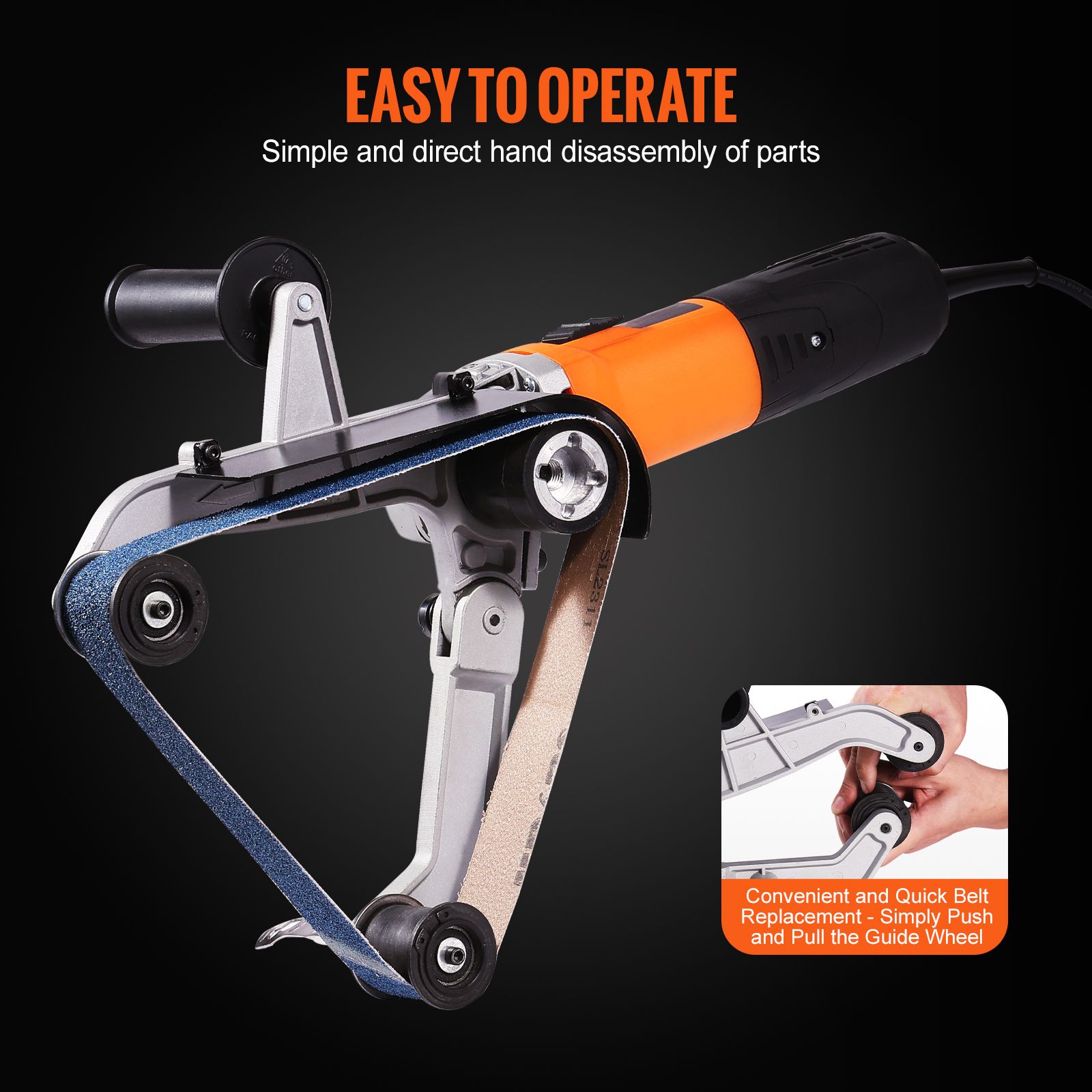 Pipe Tube Polisher Sander, 1300W Pipe Belt Sander with 6 Variable Speeds 1100-3200rpm, Professional Belt Sander Grinding Machine with 50PCS Sanding Belts for โ image 5