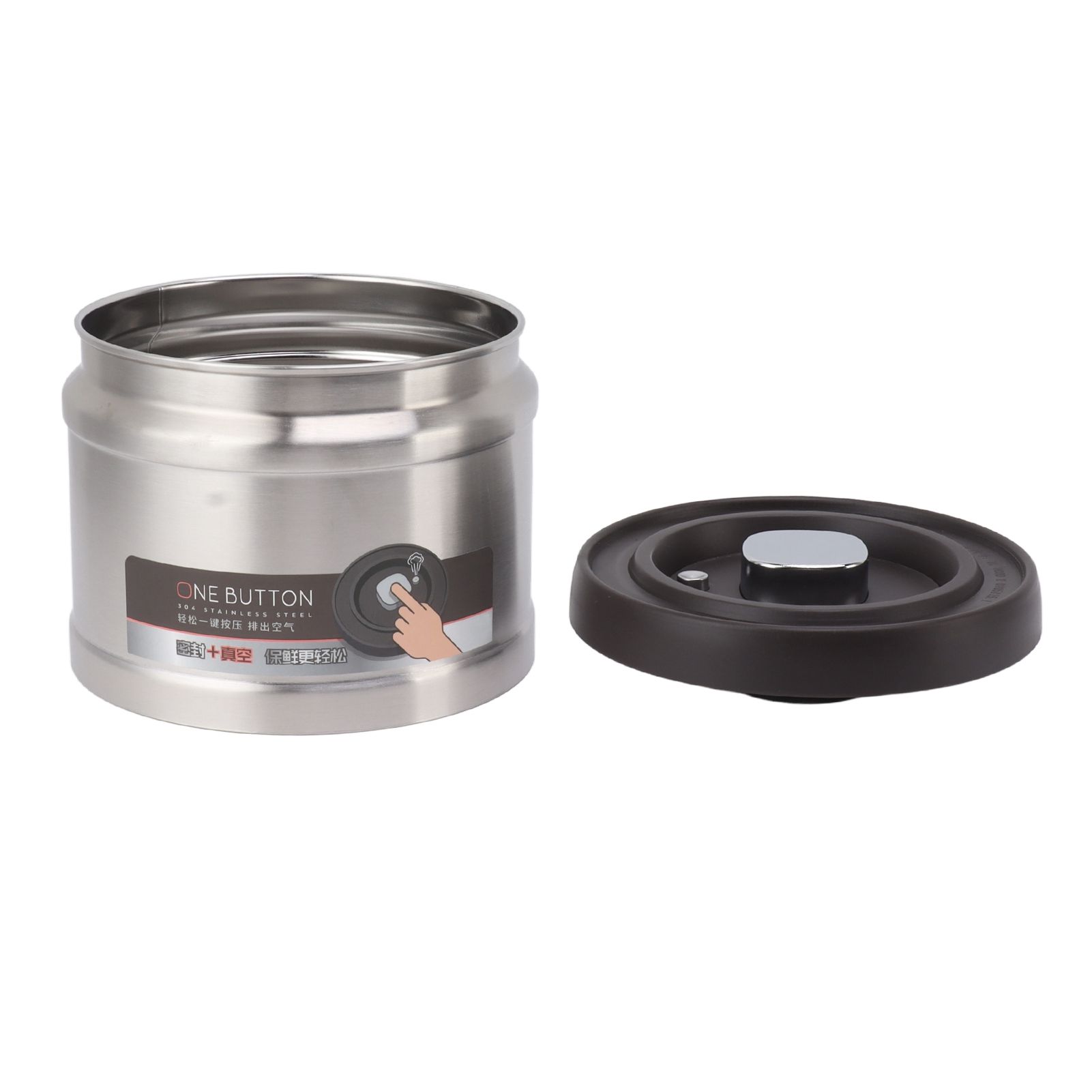 Vacuum Sealed Coffee Container 304 Stainless Steel Press Type Airtight Food Storage Container for Coffee Beans Tea Nuts 750ML Stainless Steel Natural Color โ image 6