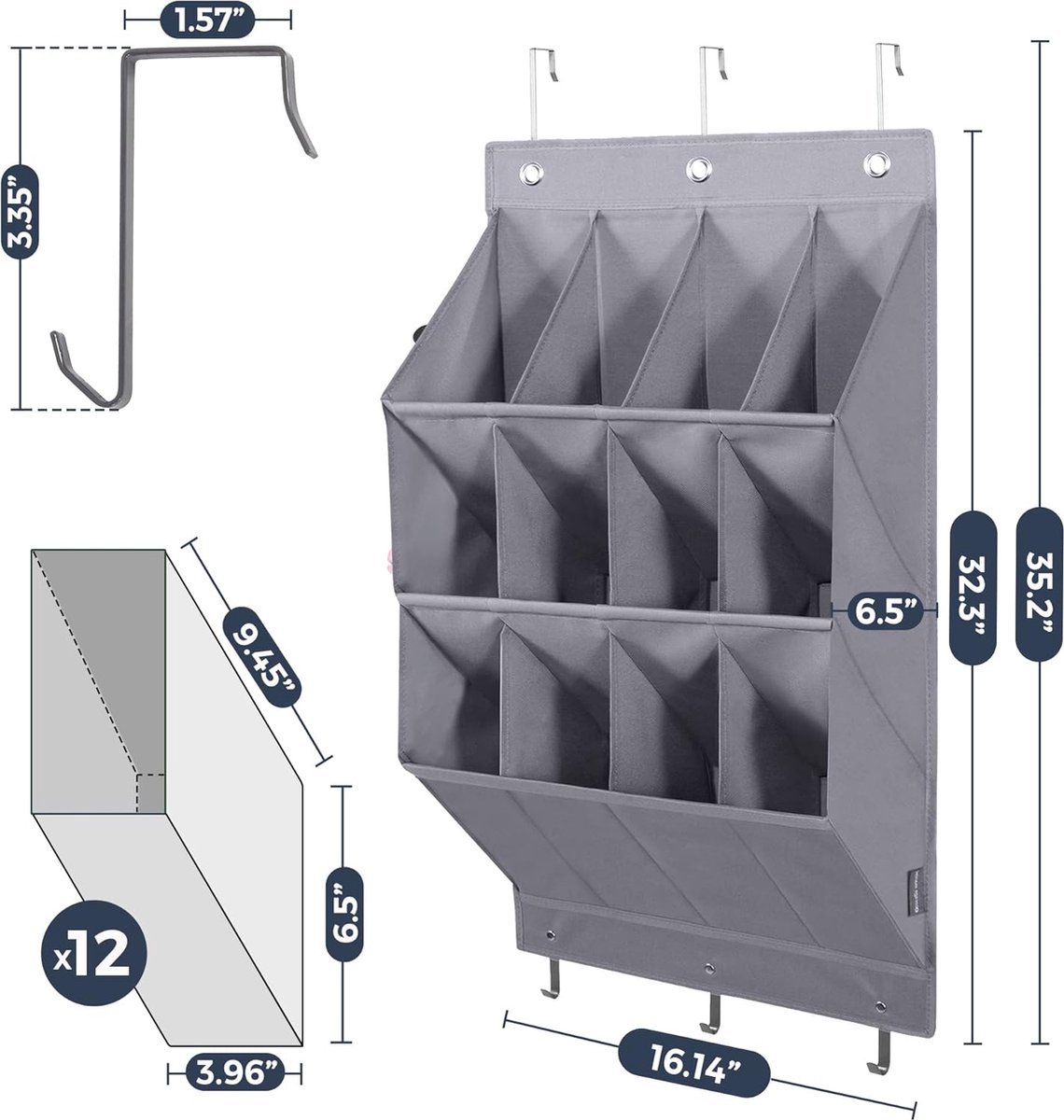 Hanging Shoe Bag - Shoe Organizer - With Hooks - Door Organizer - Above-Door Shoe Organizer - Solution for Scattered Stuff - Door Storage Bag - Hanging โ image 2