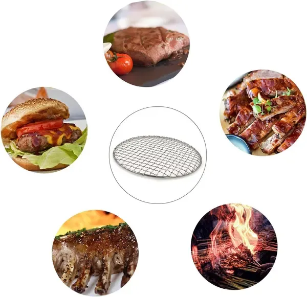 Round 304 Stainless Steel Grill Grate, BBQ Mesh Rack for Camping, Outdoor Grilling, Baking and Steaming, Silver, 40 cm — image 4