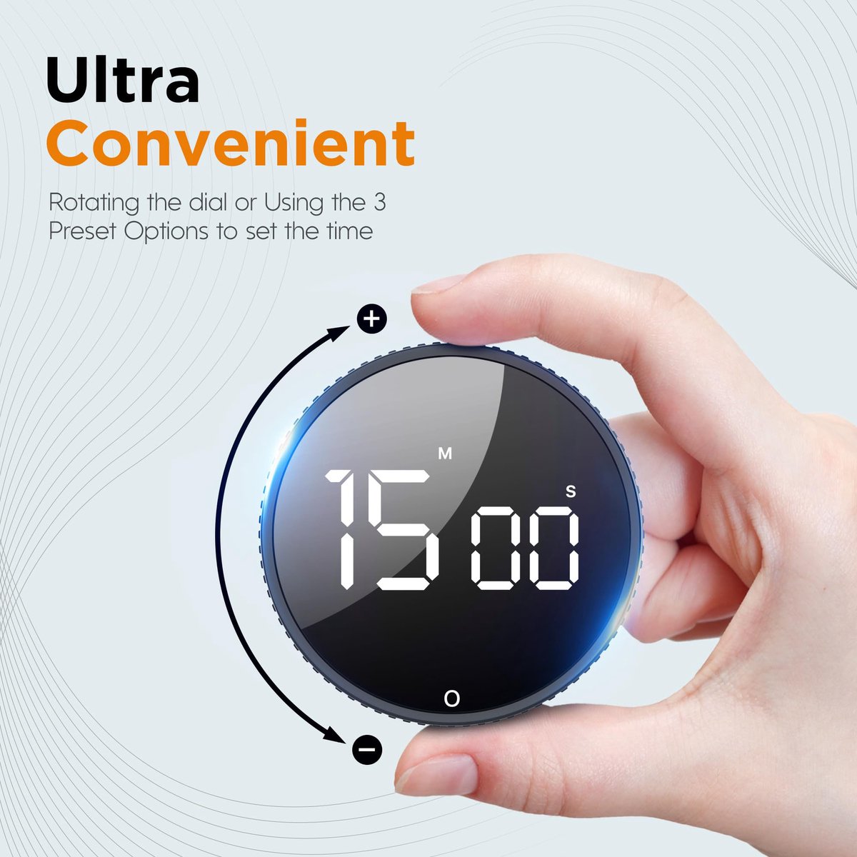 Digital Timer - Digital Kitchen Timer - Smart Timer - LED Display - Magnetic - 360° Rotation - BBQ Alarm Clock - Silver — image 2
