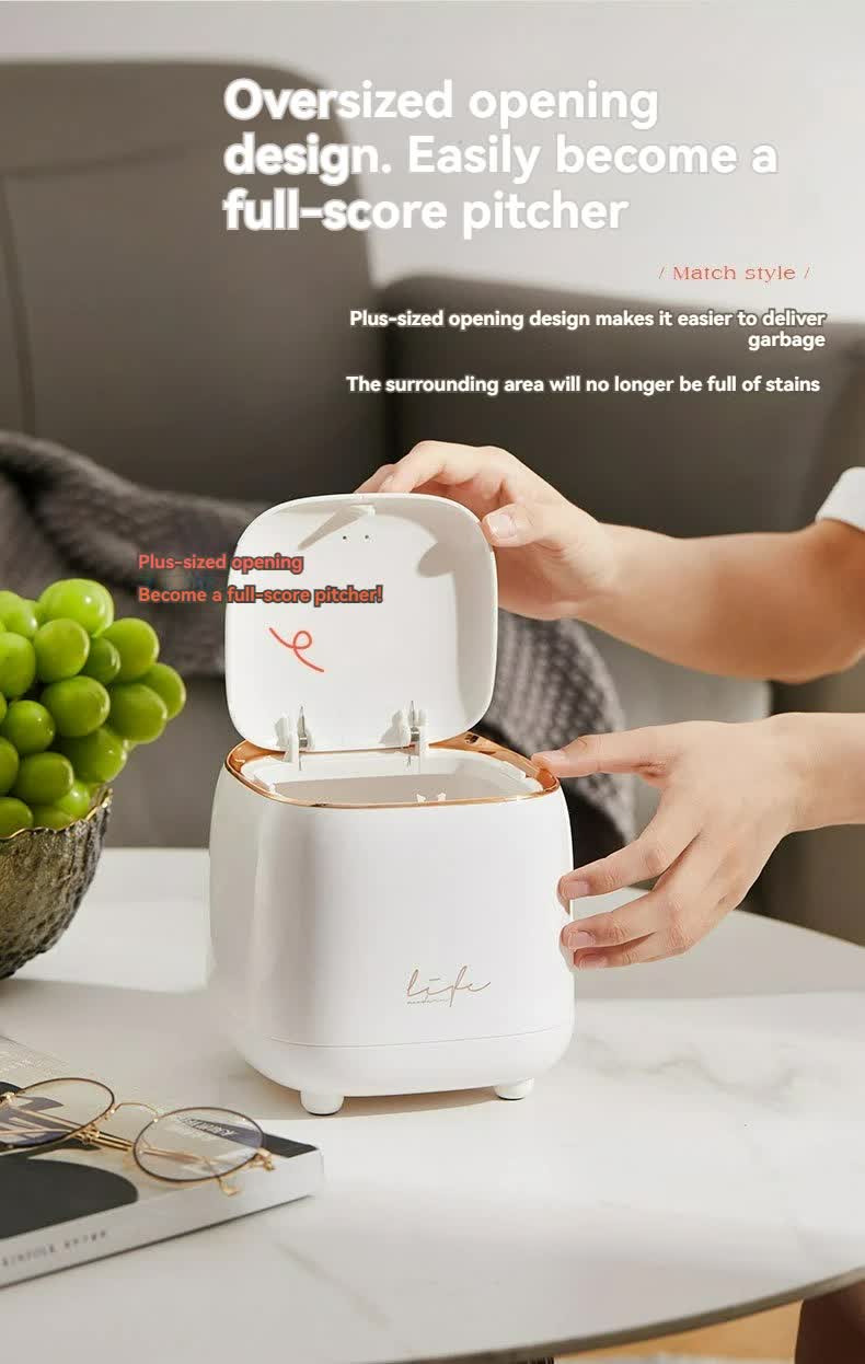 Light Green Portable Tabletop Trash Can with Dual-Layer Design - Convenient for Desk Organization โ image 6