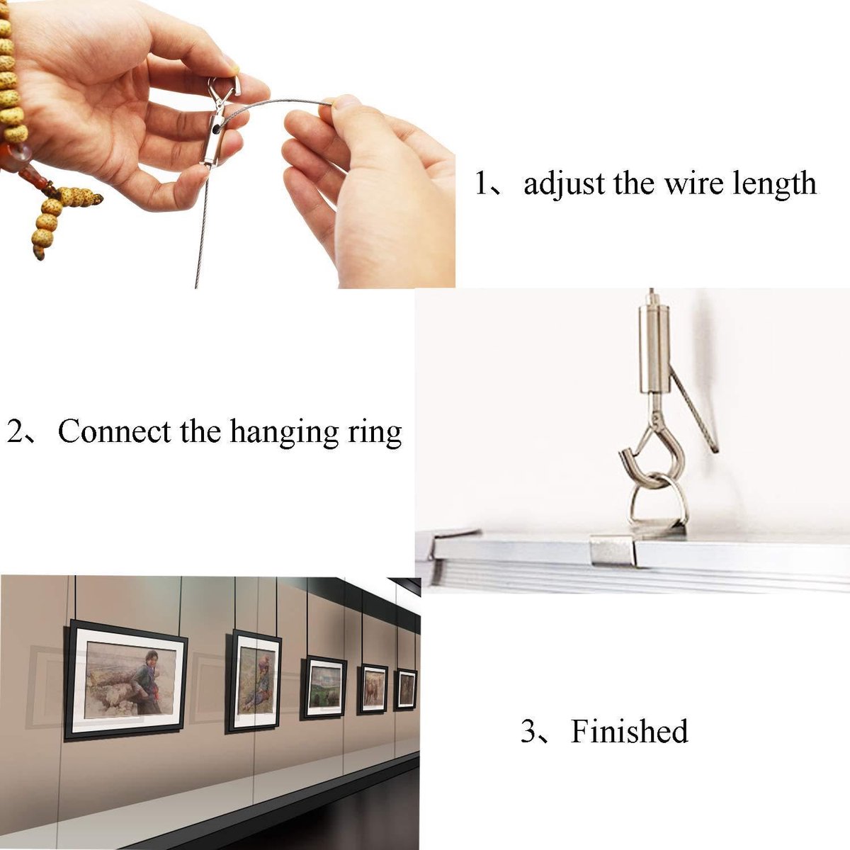 Steel Cable - 3 Pieces - Stainless Steel Single Hook - 2m*1.5mm - Durable - Outdoor and Indoor - Flexible and Durable - For Tent Rope, Clotheslines & โ image 3