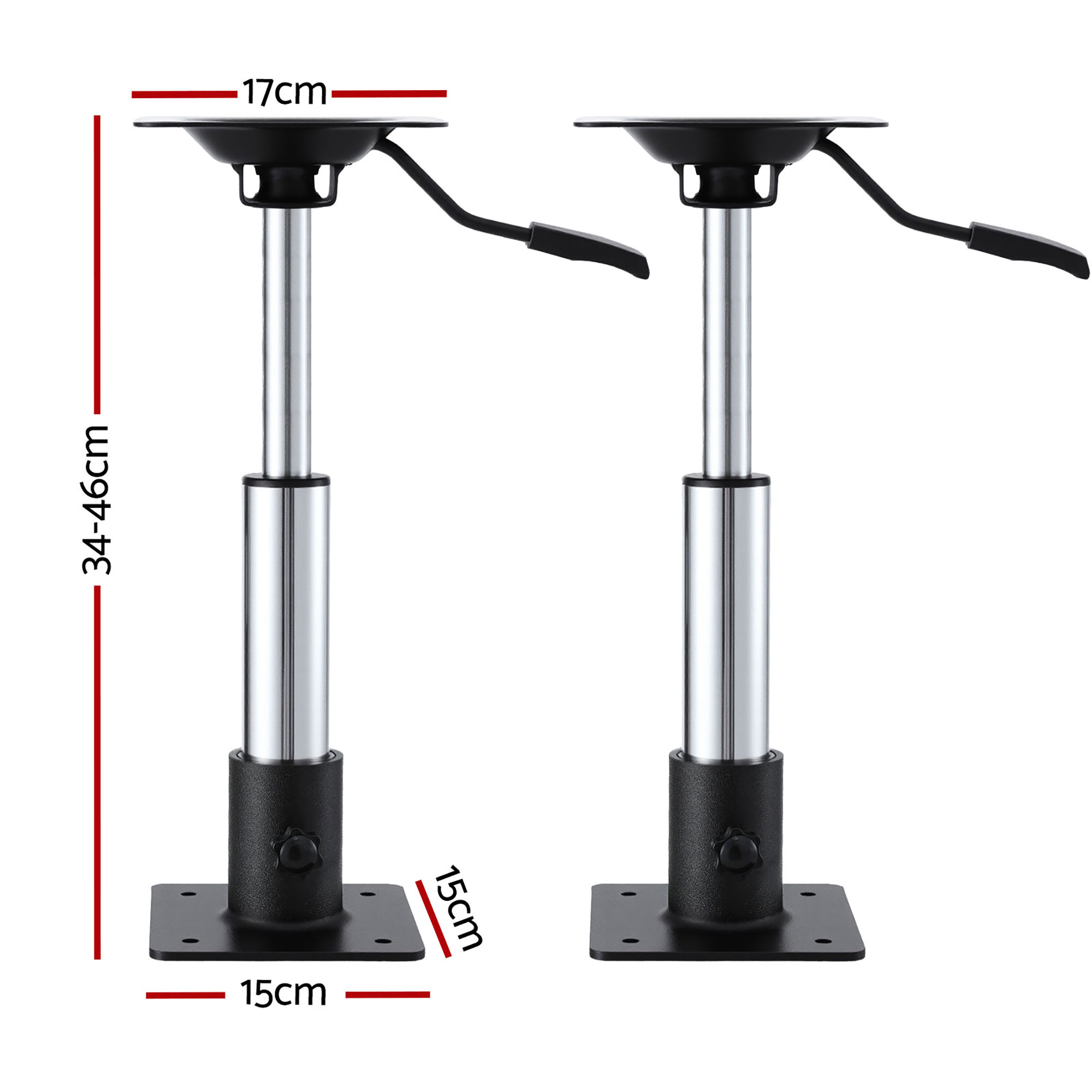 Seamanship Boat Seat Pedestal 34–46cm Adjustable Gas Lift 360 Degrees Swivel 2 Pack — image 2