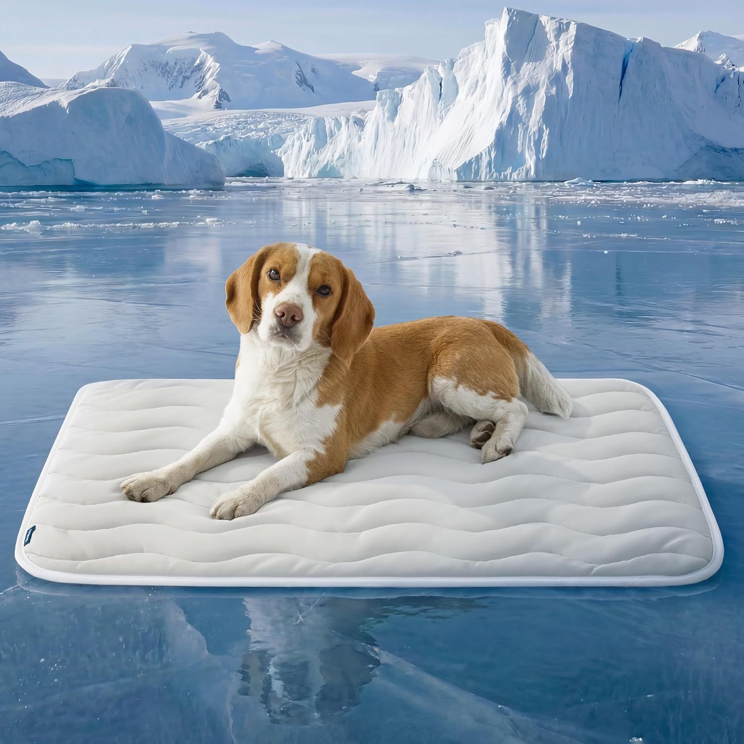 51 x 41 CM Grey Premium Wave Quiltied Pet Cooling Mat - Washable Self-Cooling Blanket with Anti-Stick Hair Surface & Non-Slip Base for Cats Dogs and Human