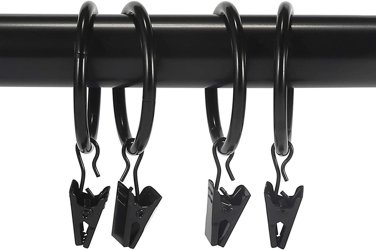 30 Pieces - Curtain Rings with Clips - Shower Curtain - Stainless Steel Curtain Rings - Metal Curtain Hooks - Curtain Rod Ring - for Shower and Window Curtains — image 5