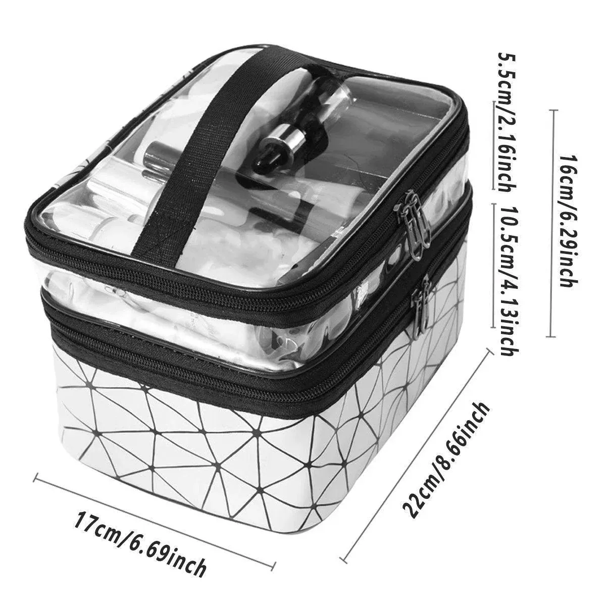 Portable Double-Layer Large Capacity Waterproof Cosmetic Bag Travel Toiletry Bag - Black — image 4