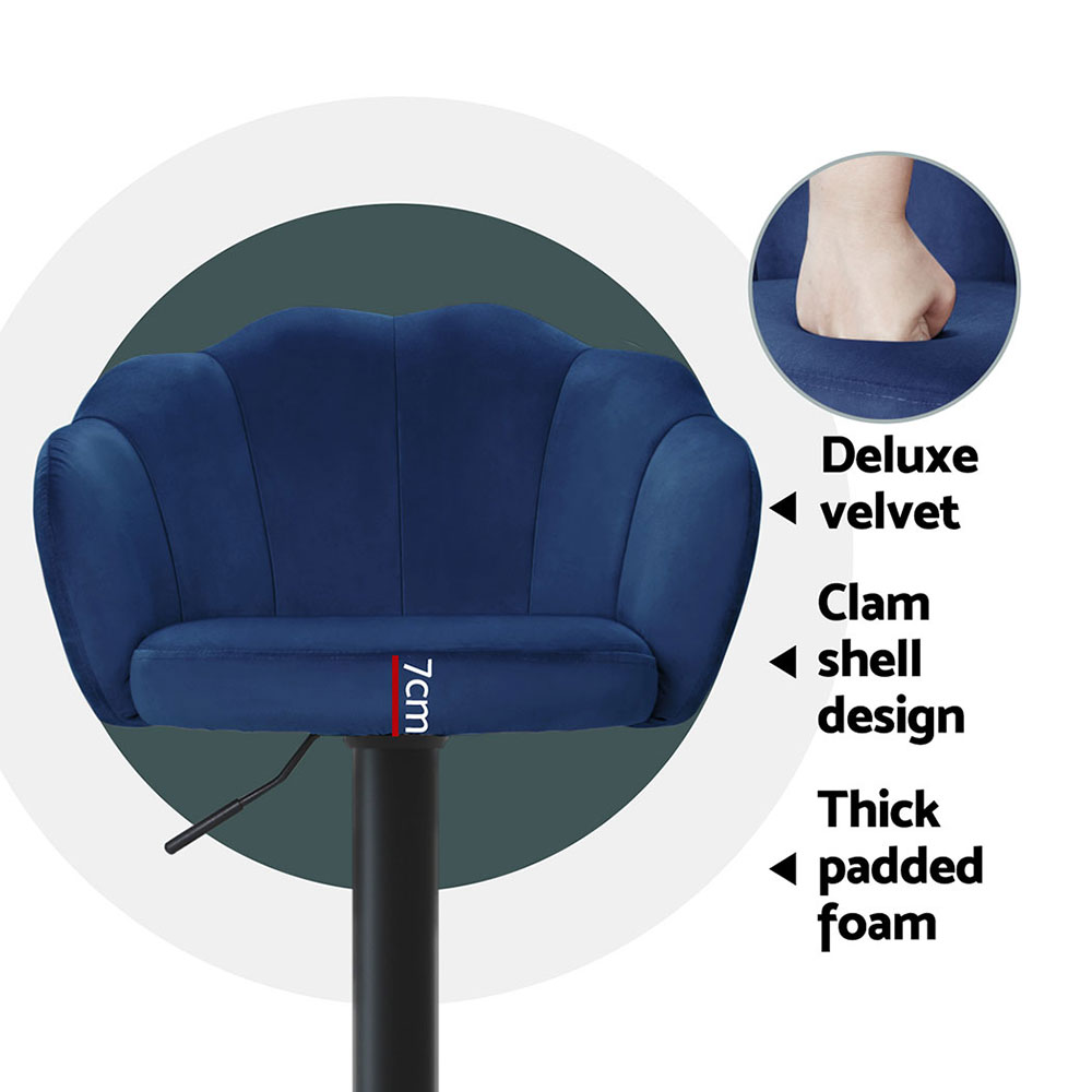 Artiss 4x Bar Stools Gas Lift Velvet Blue — image 5
