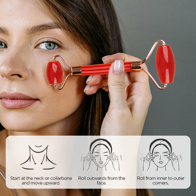 Black Dual-Head Resin Facial Roller and Heart-Shaped Gua Sha Set for Home SPA Skincare and Face Neck Massage — image 6