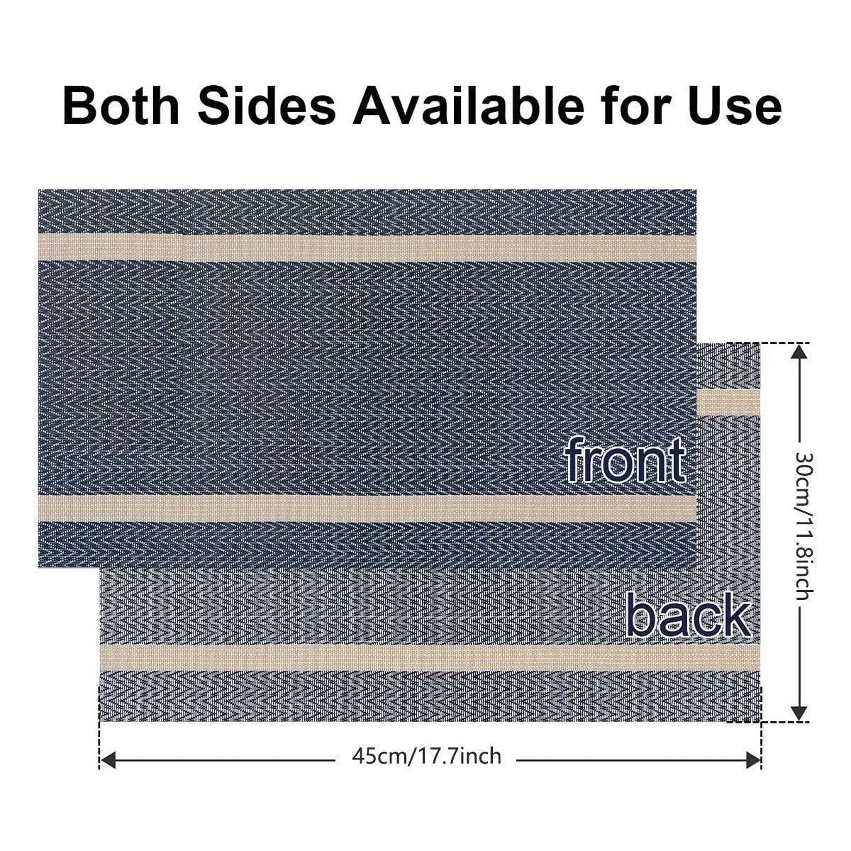 4X Anti-Slip Woven Placemat Waterproof Oil-proof Placemat Heat Resistant PVC Mat - Blue — image 4