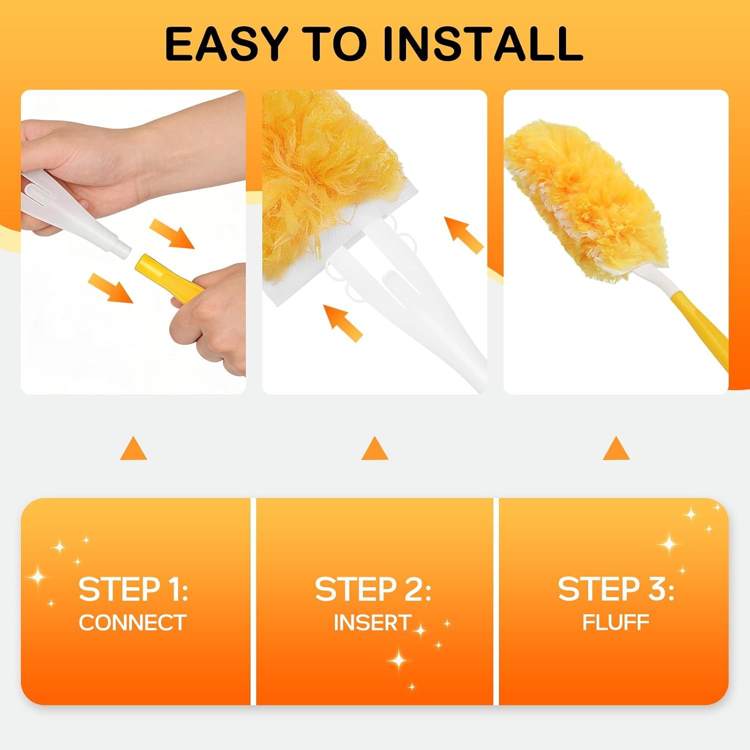 30 Pack Multi-Surface Duster Refills with 1 Handle, 360-Degree Disposable Cleaning Heads for Fans, Blinds, Furniture and Shelves — image 4