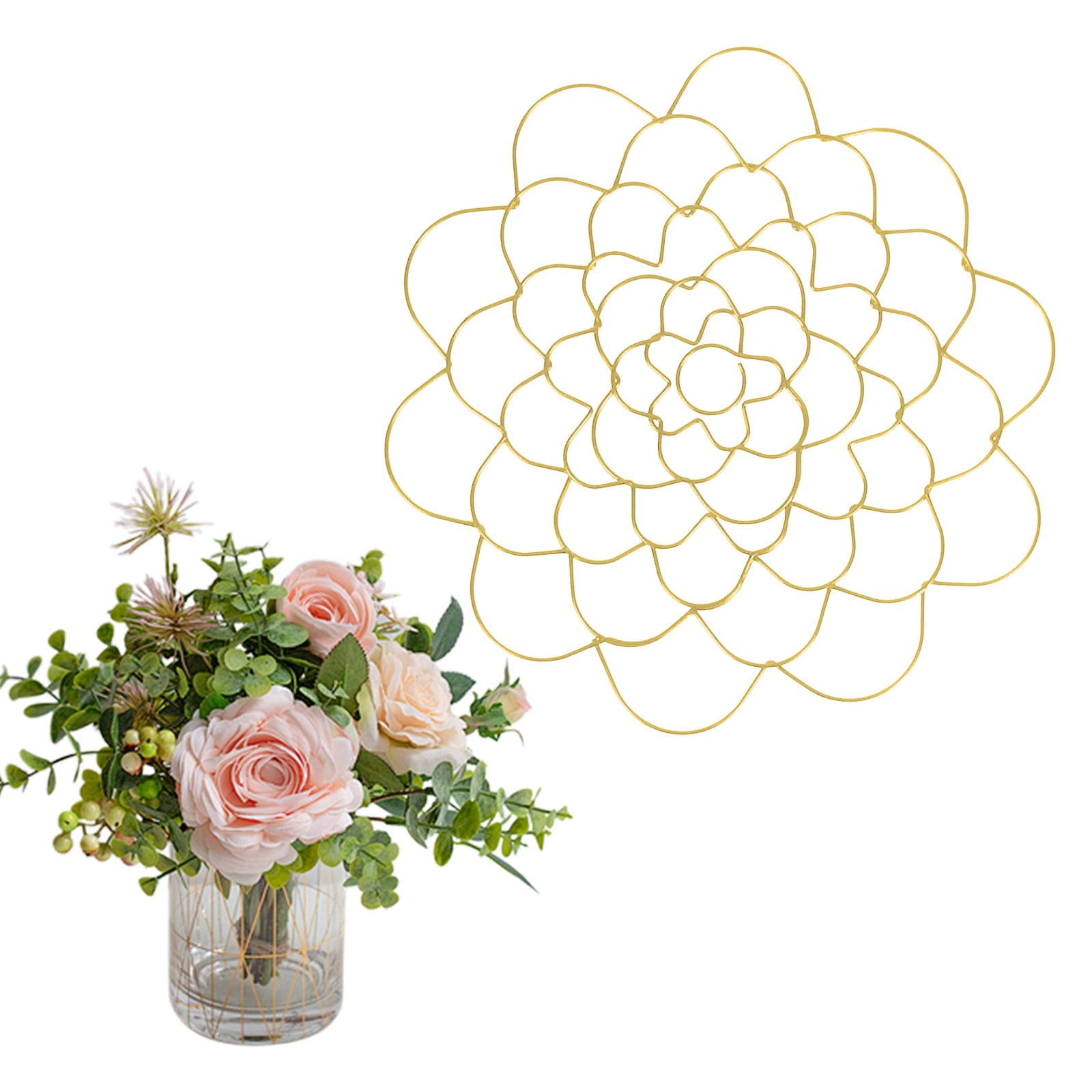 Stainless Steel Flower Arranger Frog, Round Floral Stem Holder Grid for Vases Bouquets and Flower Arranging, Gold, 6 in — image 2