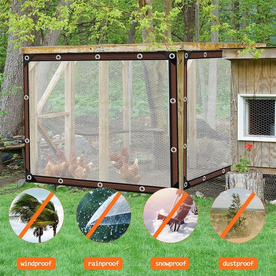 Transparent tarpaulin with eyelets, transparent tarpaulin for outdoor use, waterproof film, woven tarpaulin, canvas, awning, durable, weatherproof — image 4