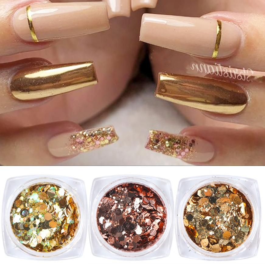 6pcs multi-color nail glitter decorations โ image 4