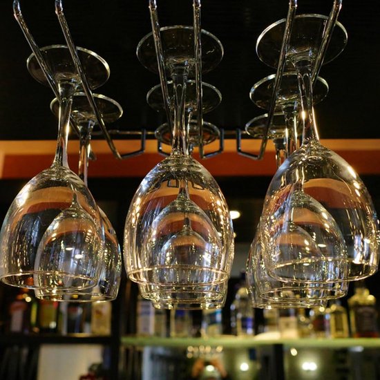 Hanging Wine Glass Rack - Set of Six - Inverted Wine Glass Holder - Organizer and Storage Rack for Mugs and Glassware - For Kitchen and Home Use โ image 6