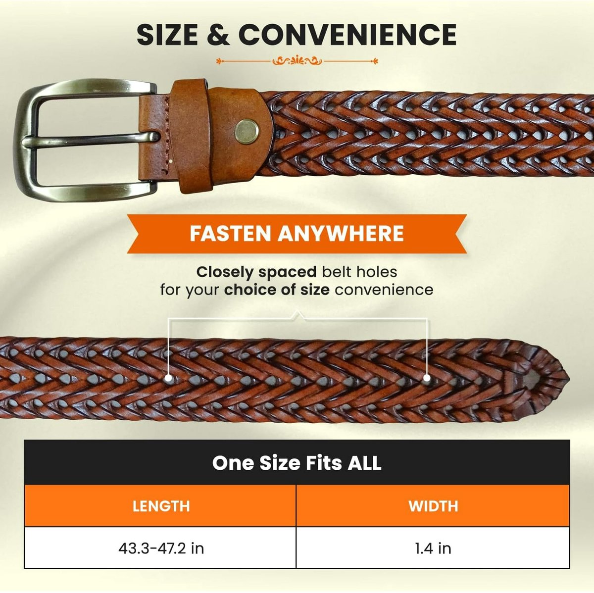 Men's Belts - Women's Belts - Casual Belts Made of Genuine Leather - Durable - Mesh Weave Design - Ideal for Business Wear and Formal Occasions โ image 4