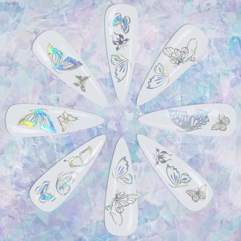 3D Nail Butterfly Design Sticker Decor Decal Holographic Laser Nail Art Sticker - Gold L-03 โ image 4