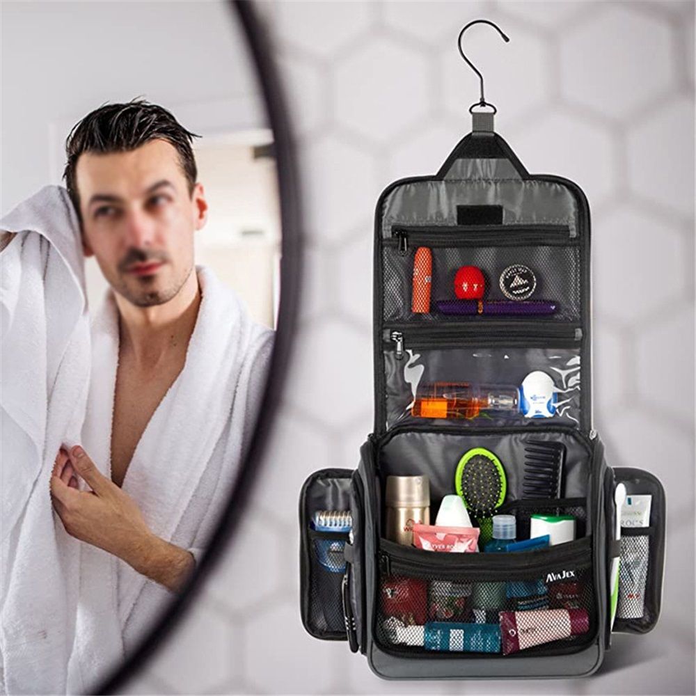 Travel Toiletry Bag for Men and Women - (12.20× 3.15 × 10.63 ”) Large Hanging Toiletry Organizer, with Sturdy Zippers and 19 Compartments for Toiletries — image 4