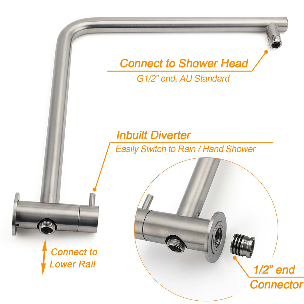 Brushed Nickel Dual Shower Set Sliding Rail Arm 12" Round Head Handheld Wall Mixer Valve โ image 4