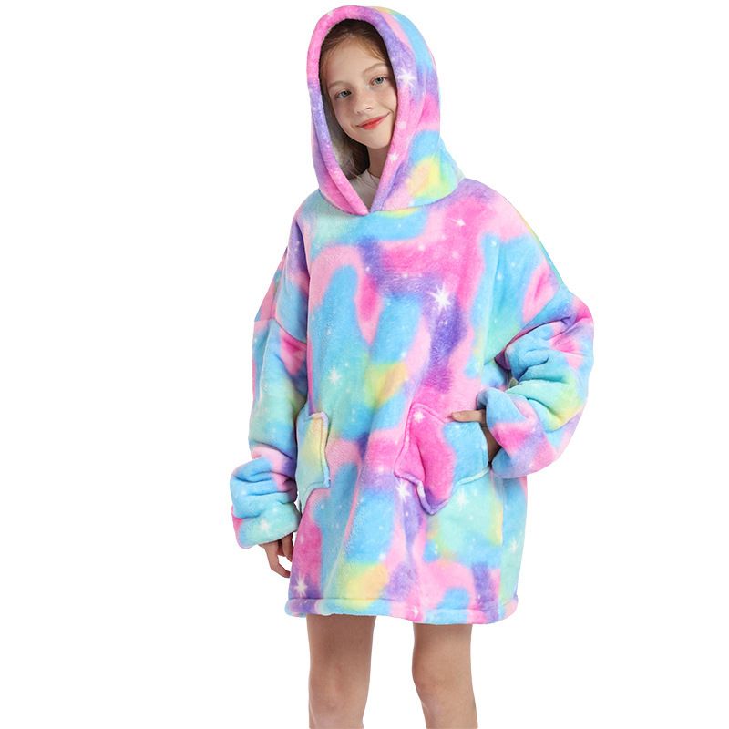 Childrens Cartoon Flannel Hooded Blanket Polyester Children's cold clothing Black Cat All yards — image 5