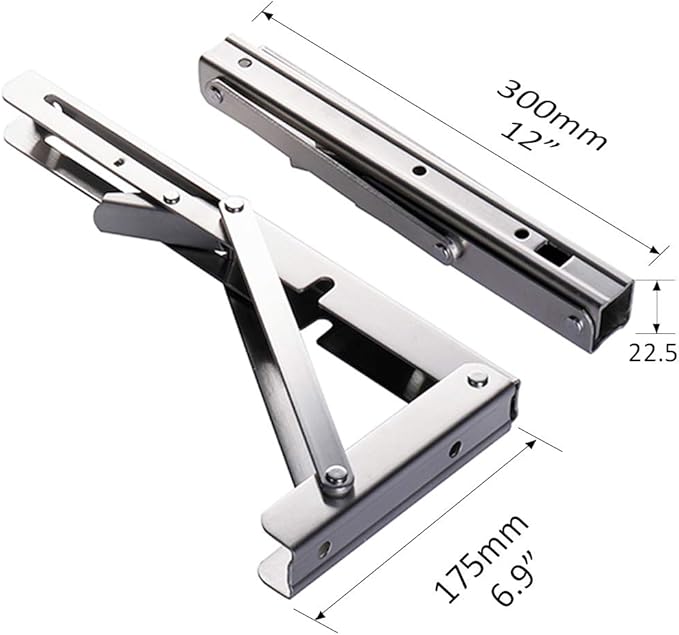 Heavy-Duty Foldable Wall Shelf Brackets – 2-Pack 304 Stainless Steel Triangular Supports with One-Click Release, 550 lb Capacity Each, for Kitchen, Garage, RV — image 2