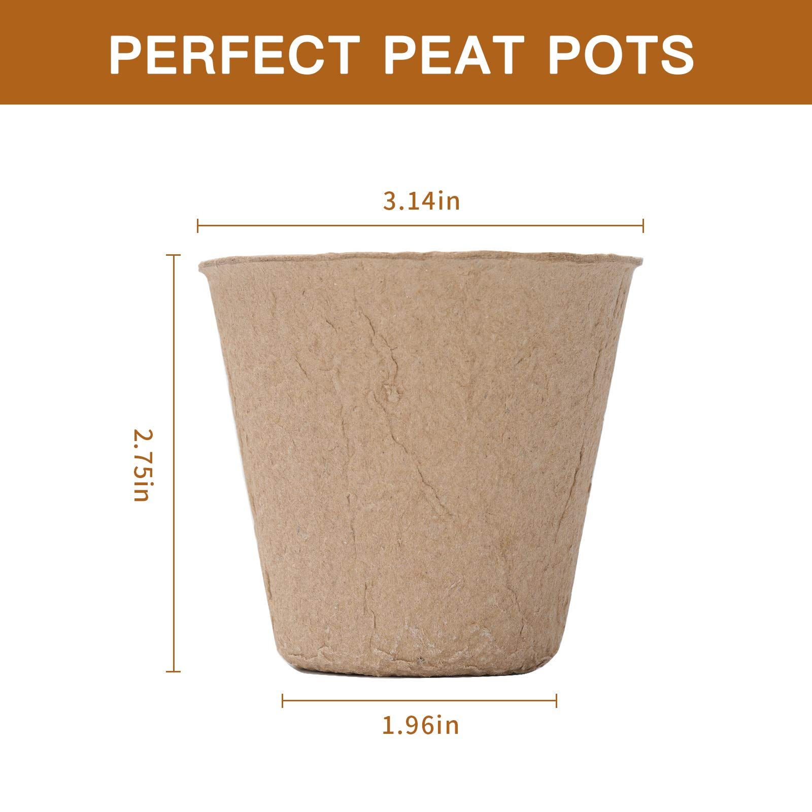 Peat Plant Pots for Plantings, Plant Starter Kit Paper Pulp Germination Planting Pots Indoor Seedling 3" Round 50Pc Solid Color โ image 2