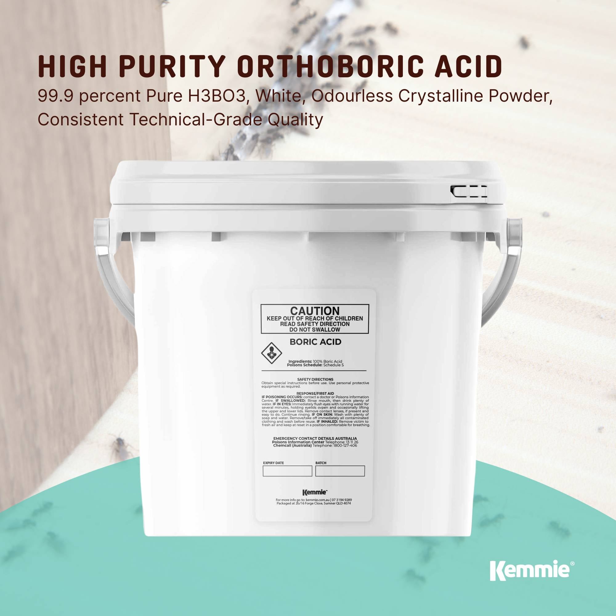 Kemmie 4.9Kg Boric Acid Powder 99.9% Pure Tub - Soluble Orthoboric Acid H3BO3 — image 2