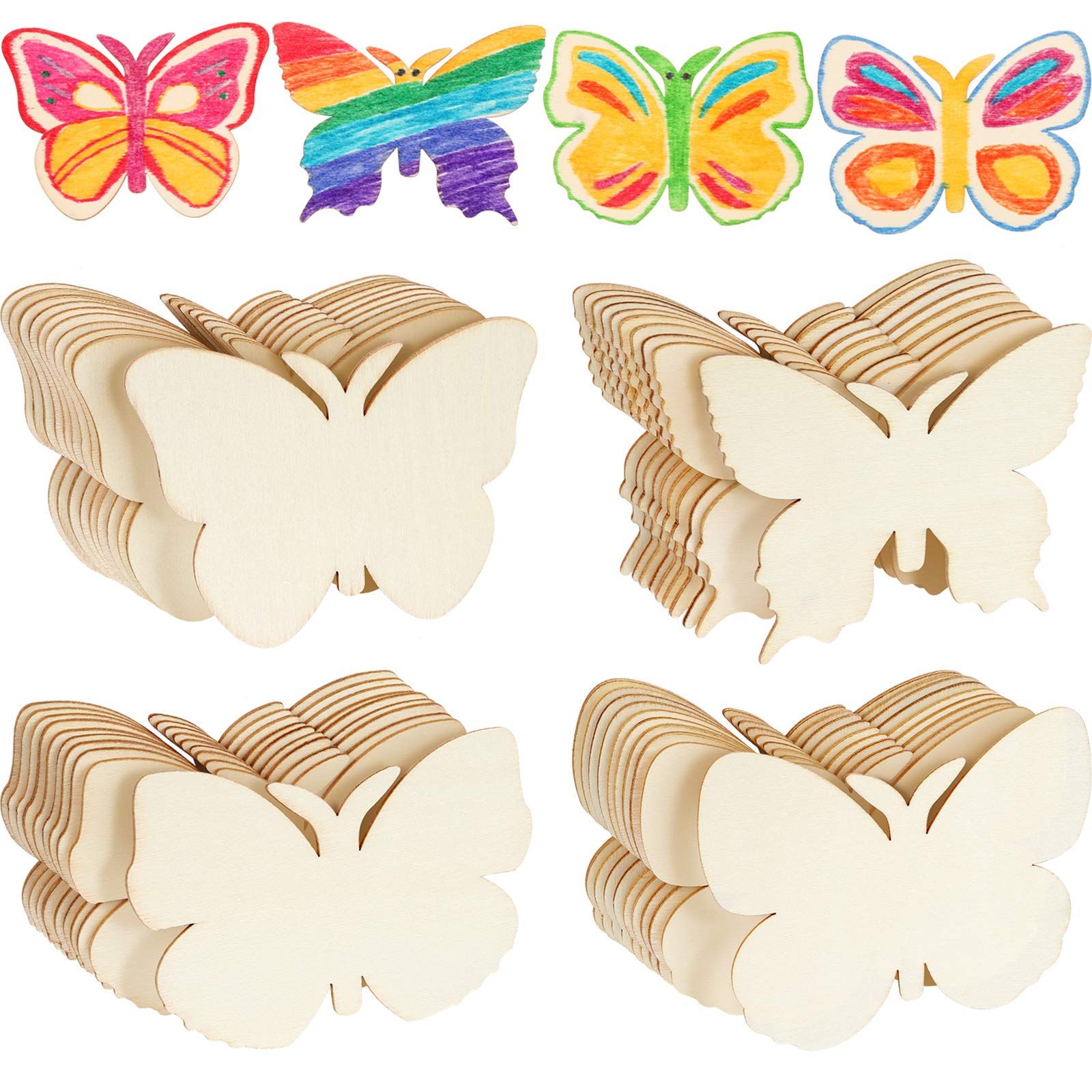 40 Pieces Butterfly Unfinished Wooden Butterfly Blank Wood Butterfly Shaped Slices Cutouts for Birthday DIY Painting