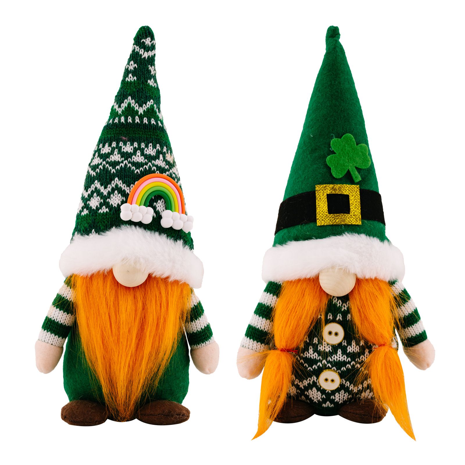 Set of 2,Green Hat with Clover,Faceless Elderly Irish Festival Lucky Clover Hanging Ornament, Day Decorations