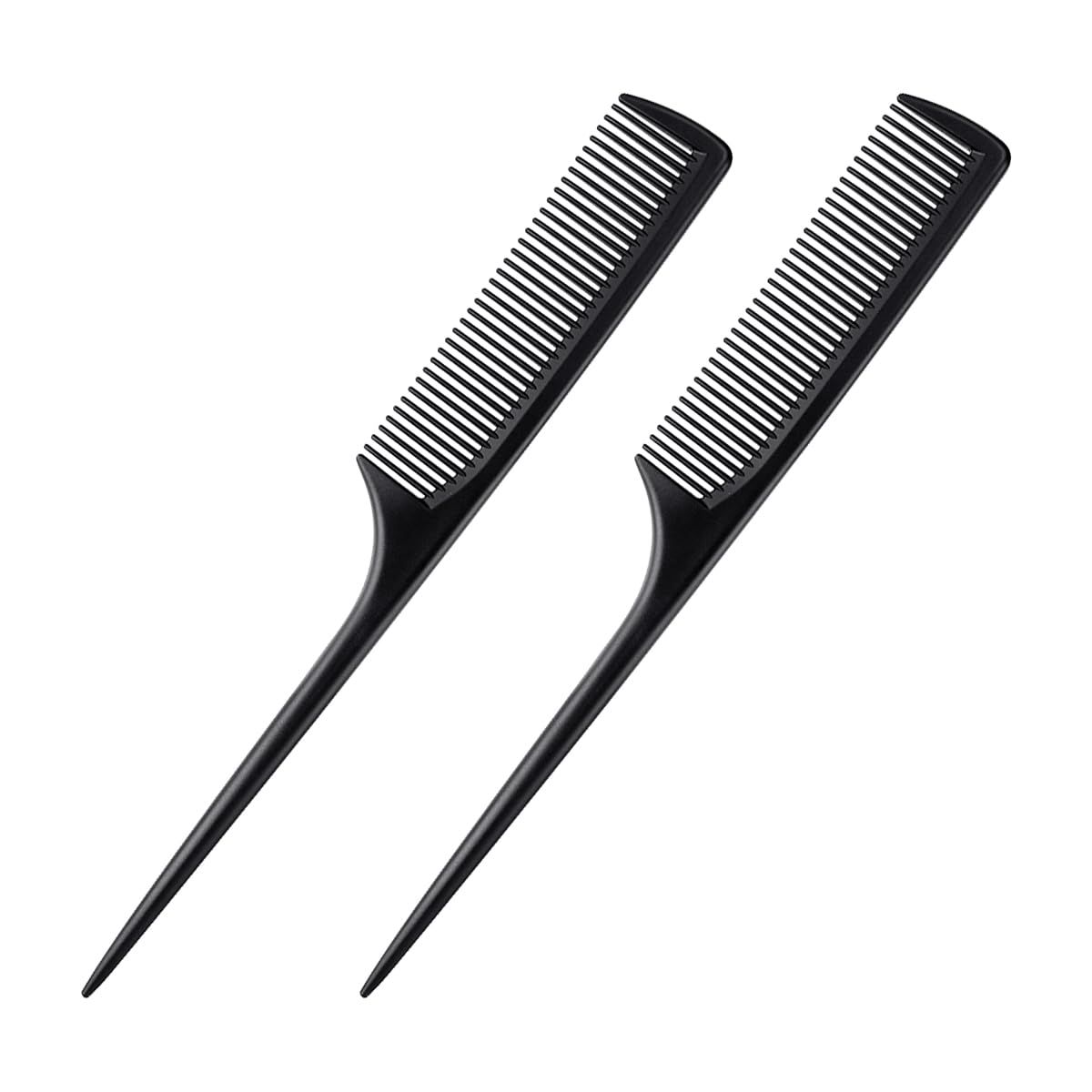 2 Pack Rat Tail Teasing Combs, Fine Tooth Hair Sectioning Combs for Root Lifting, Parting, Styling and Salon Use, Black