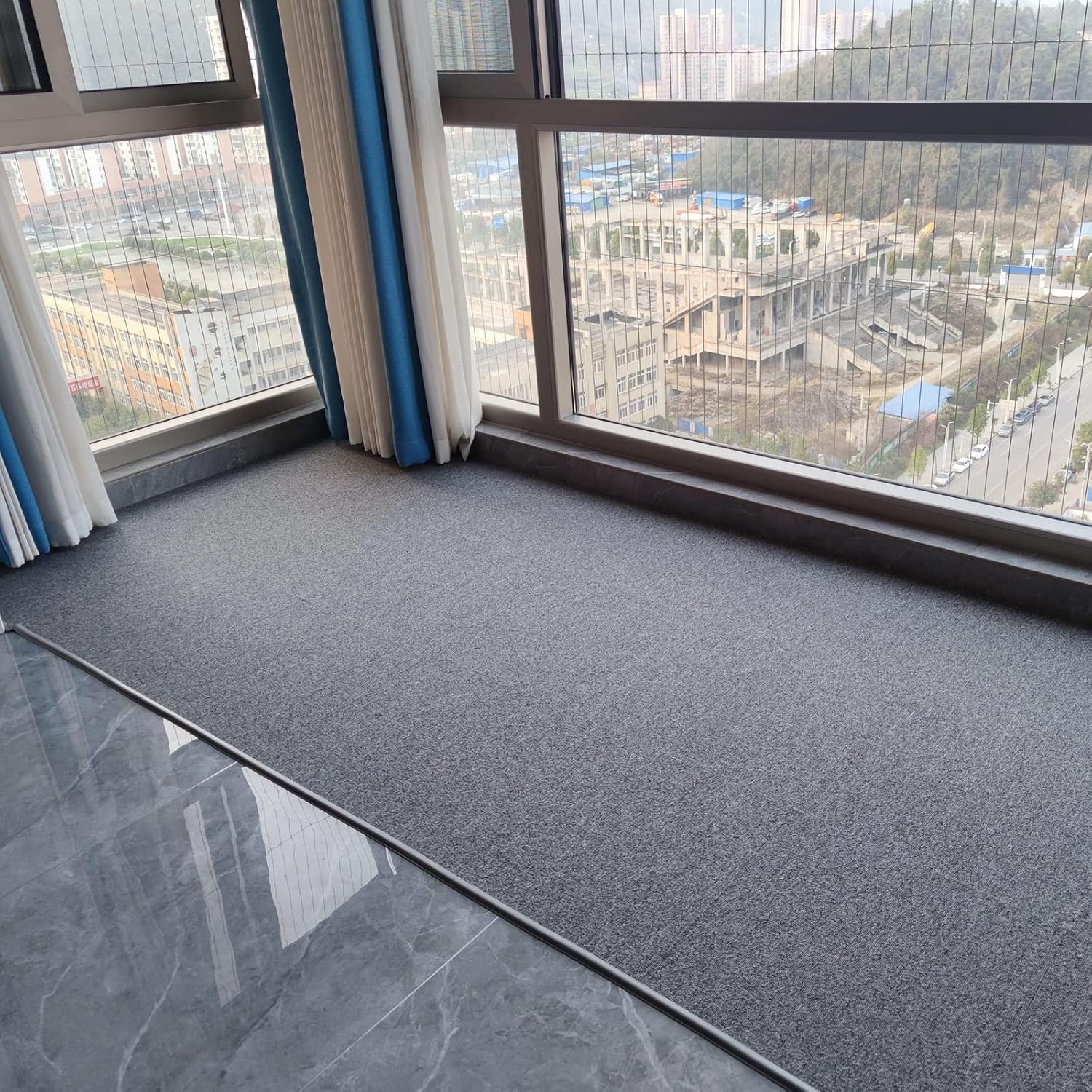 Carpet Edge Binding Trim, Self Adhesive Grey Floor Transition Strip/Rugs Edging Bar for Indoor Doormat Protect, Flexible PVC Seal Molding for Robot Vacuum — image 3