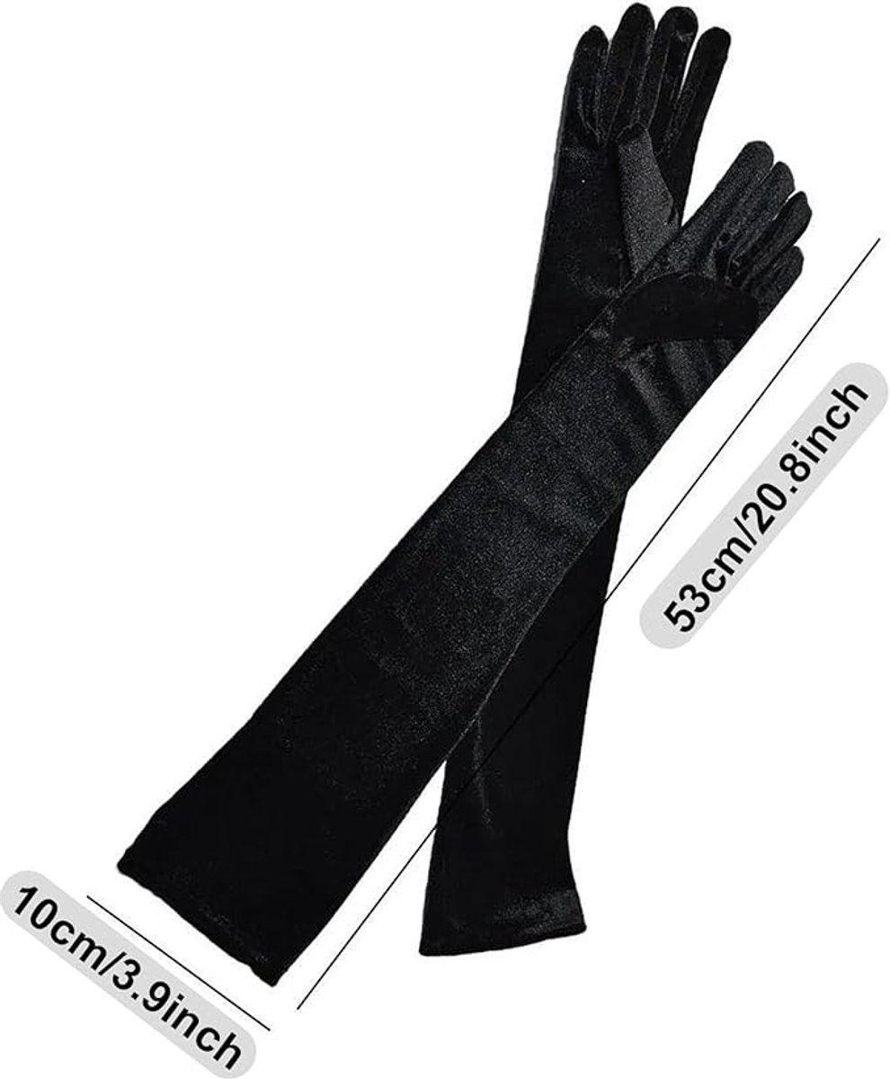 Gloves - Velvet Gloves - Birthday Gloves - Long - Suitable for Stage Performances, Formal Wear, Galas, Christmas - Black โ image 6